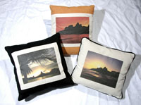 Cushions with images of<br />Rio de Janeiro, Brazil.