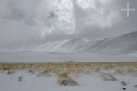 El Altiplano bajo nieve, Quebrada del Agua, cerca del paso y volcán Socompa, provincia de Salta, Argentina