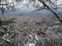The San Bernardo hill under snow, in Salta, province of Salta, Argentina