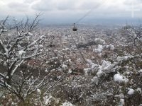 The San Bernardo hill under snow, in Salta, province of Salta, Argentina