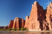 La formación rocosa Los Castillos, en la Quebrada de Cafayate, provincia de Salta, Argentina