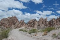 Rocas sedimentarias en la Quebrada de Flechas, en el camino entre Cafayate y Cachi, provincia de Salta, Argentina