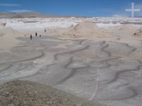 Tourists in the El Peñón pumice rock field, province of Catamarca, Argentina