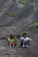 Isadora and Thomas Feibert, twins, on the Urca Mount, Rio de Janeiro, Brazil