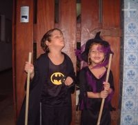 Isadora and Thomas Feibert (twins), dressed for a Halloween party, Rio de Janeiro, Brazil