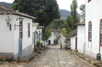 Street and colonial houses in Tiradentes, Minas Gerais state, Brazil
