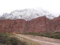 The 'Quebrada de las Conchas', snow in the mountains, province of Salta, Argentina