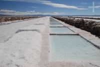 The Salinas Grandes salt flat, on the Altiplano of the province of Jujuy, Argentina